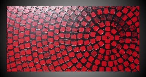 Black And Red Painting On Large Canvas Wall Art Deco Squares Intended For Canvas Wall Art In Red (View 9 of 15)