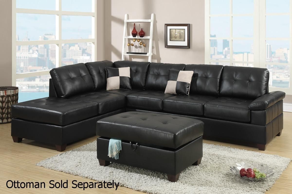 Black Leather Sectional Sofa – Steal A Sofa Furniture Outlet Los Within Black Sectional Sofas (View 1 of 10)