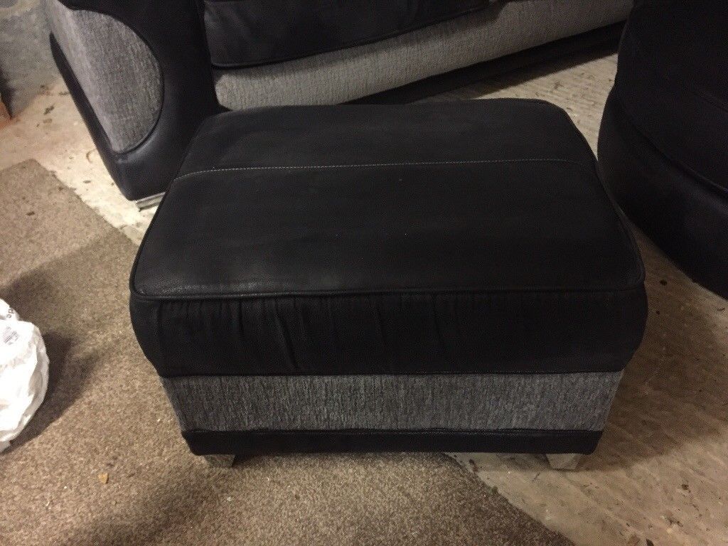 Black Sofa, Swivel Chair And Footstool | In Stalybridge, Manchester Within Sofas With Swivel Chair (View 10 of 10)