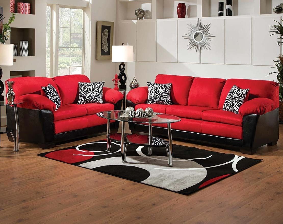 Bold Red And Black Couch Set | Implosion Red Sofa & Loveseat In Red And Black Sofas (View 1 of 10)