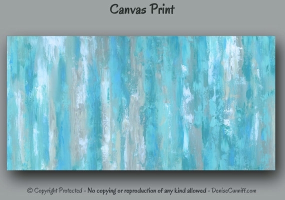 Canvas Wall Art Abstract Painting Giclee Art Print Teal Inside Blue Canvas Wall Art (Photo 1 of 15)