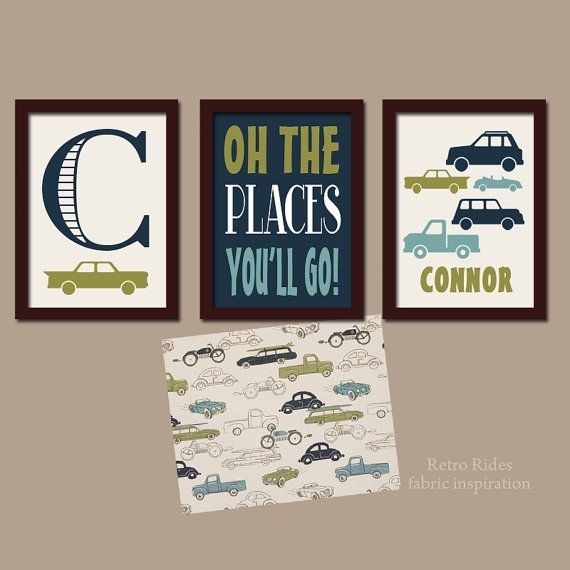 Cars Wall Art Canvas Or Prints Retro Rides Decor Baby Boy With Regard To Cars Theme Canvas Wall Art (View 9 of 16)