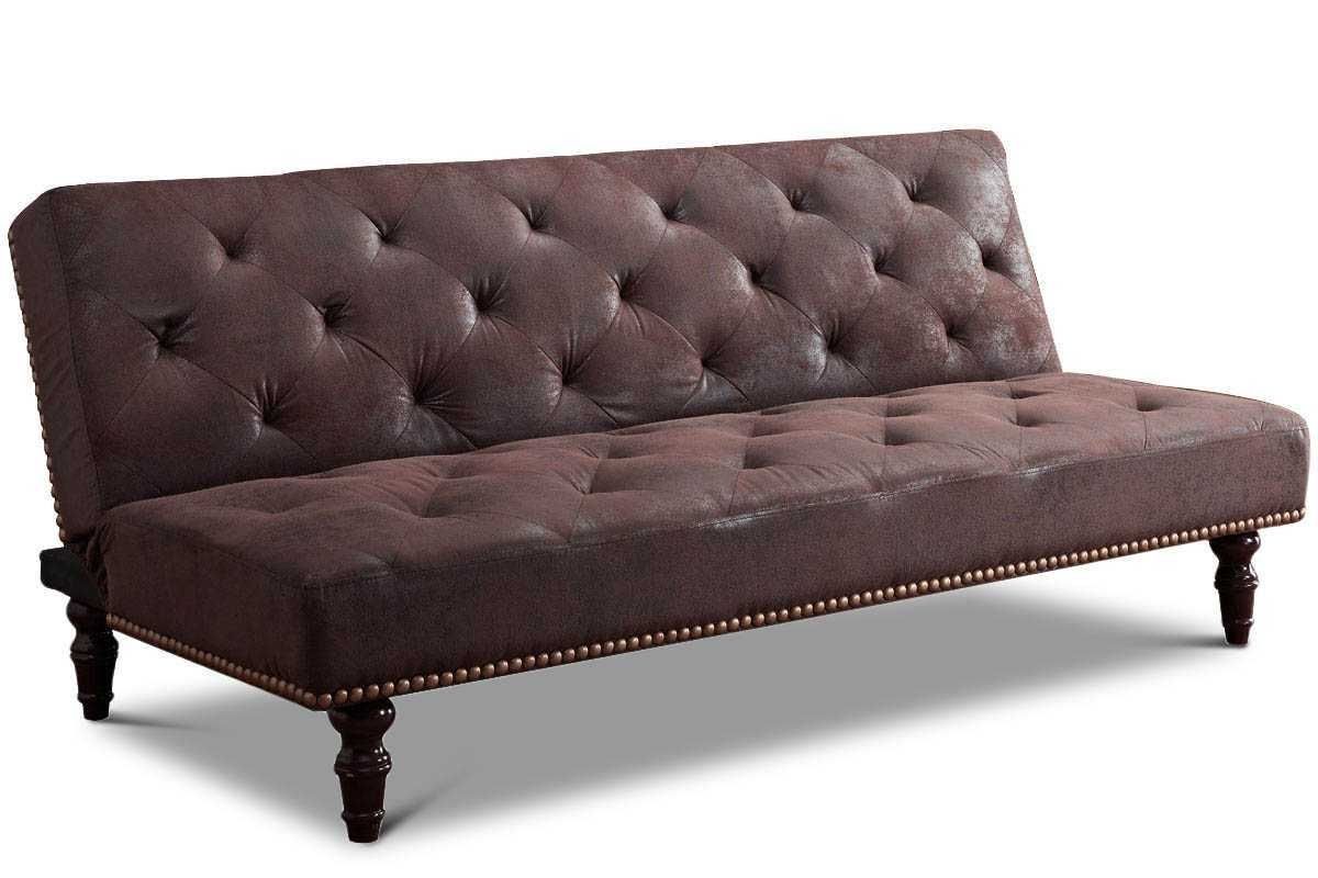 Charles Victorian Vintage Antique Sofa Bed Brown Faux Suede Leather Inside Faux Suede Sofas (View 2 of 10)