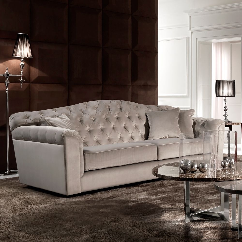 Classic Italian Button Upholstered Luxury Velvet Sofa | Juliettes Inside Luxury Sofas (Photo 1 of 10)