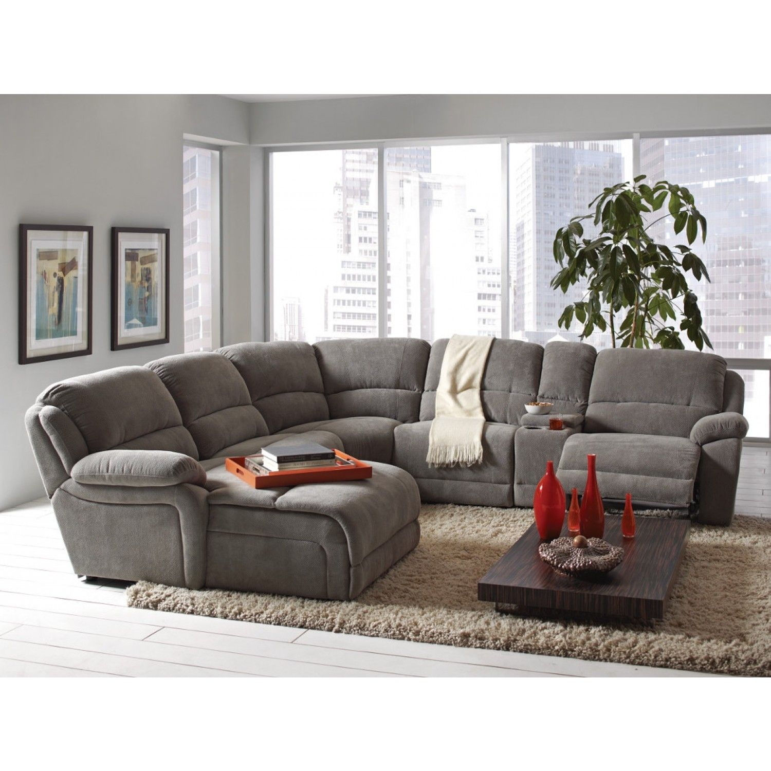 Coaster Mackenzie Silver 6 Piece Reclining Sectional Sofa With In Sectional Sofas At Austin (View 6 of 10)