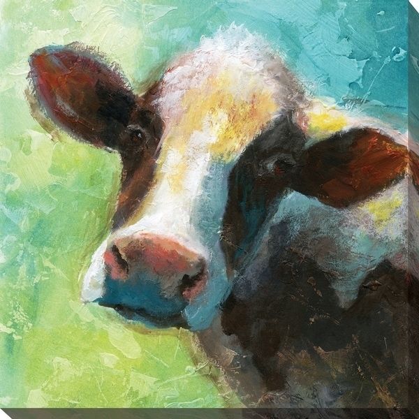 Colorful Quirky Cow' Giclee Stretched Canvas Wall Art – Free For Quirky Canvas Wall Art (Photo 1 of 15)