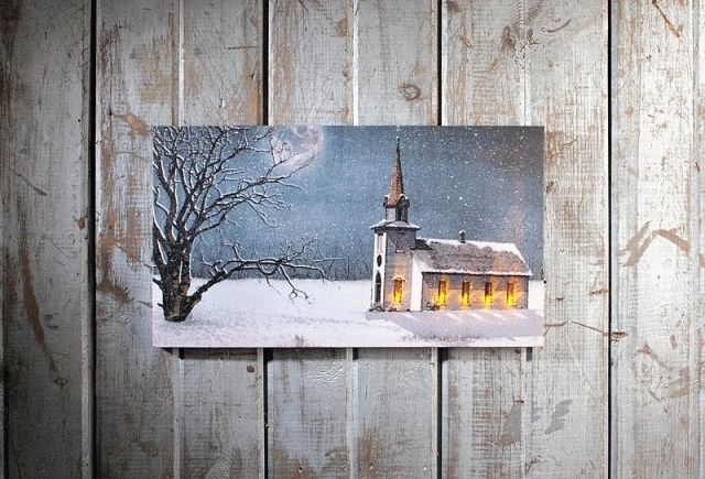 Cool 60+ Lighted Canvas Wall Art Design Ideas Of Church In Winter Intended For Lighted Canvas Wall Art (View 11 of 15)