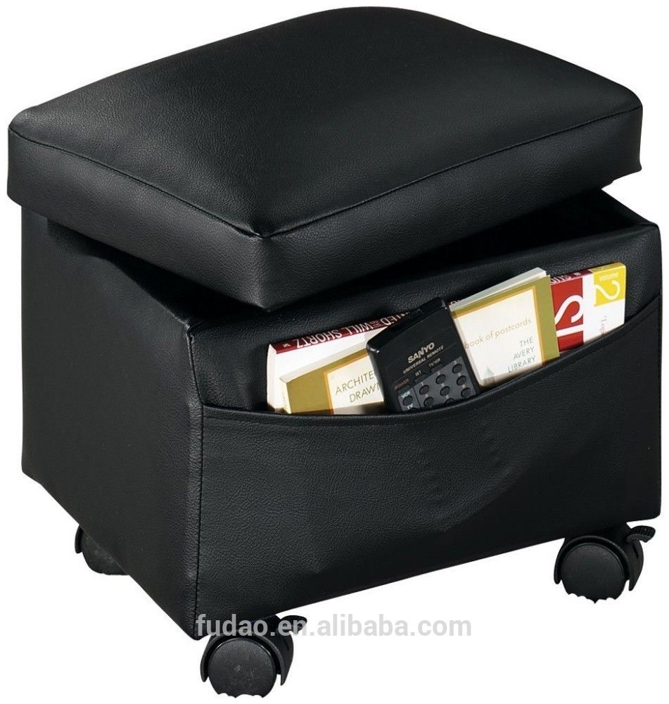 Cube Stool Upholstered Footrest Storage Leather Ottoman With Wheels Throughout Ottomans With Wheels (Photo 1 of 10)