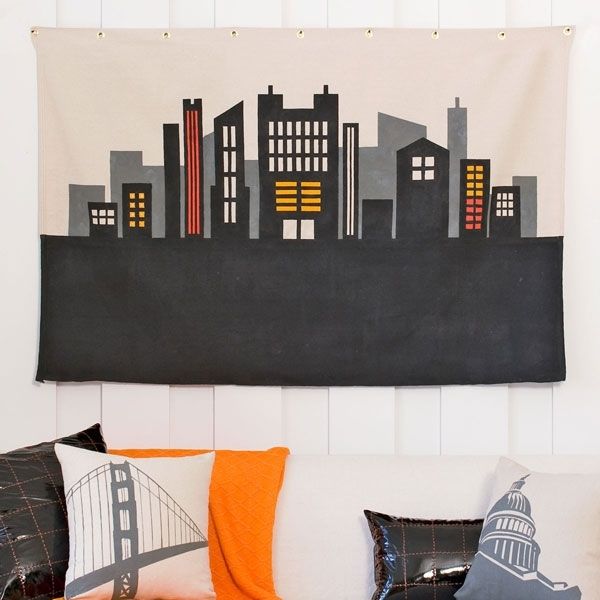 Easy Diy: Cityscape Wall Art | City Scene, Stenciling And Walls Intended For Lowes Canvas Wall Art (Photo 1 of 15)