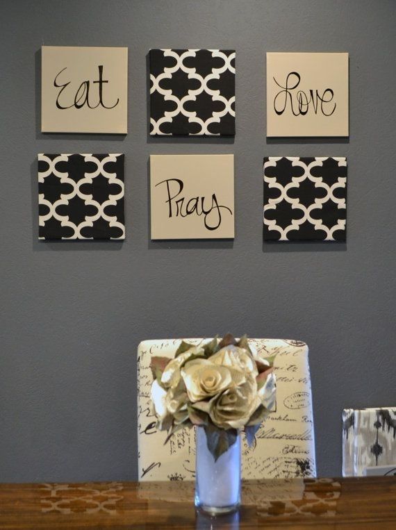 Eat Pray Love Wall Art Pack Of 6 Canvas Wall Hangings Hand Painted Regarding Moroccan Fabric Wall Art (Photo 12 of 15)