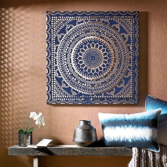 Embellished Ink Fabric Canvas Wall Artgraham And Brown Inside Moroccan Fabric Wall Art (Photo 1 of 15)