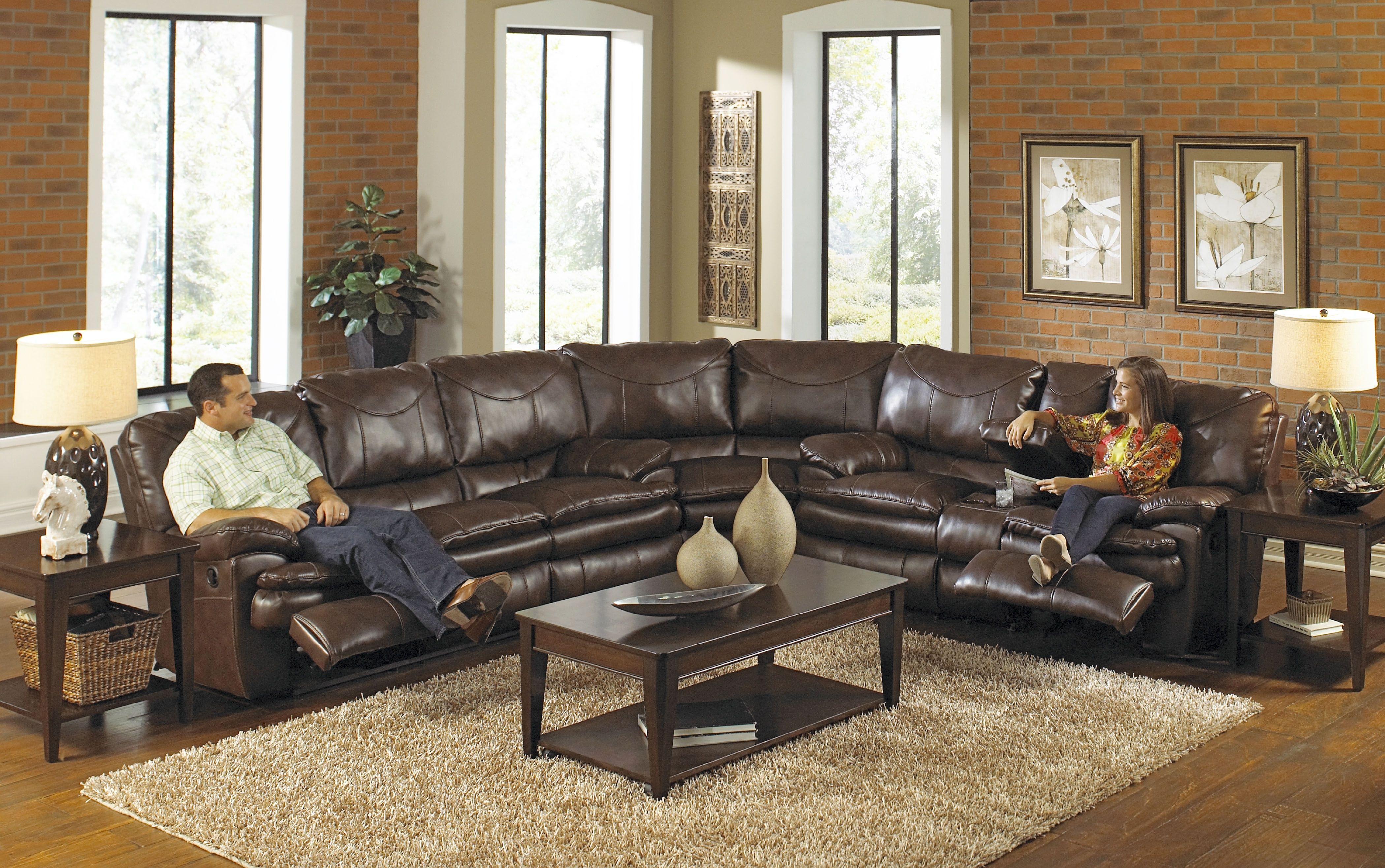 Featured Photo of 2024 Latest Sectional Sofas with Recliners Leather