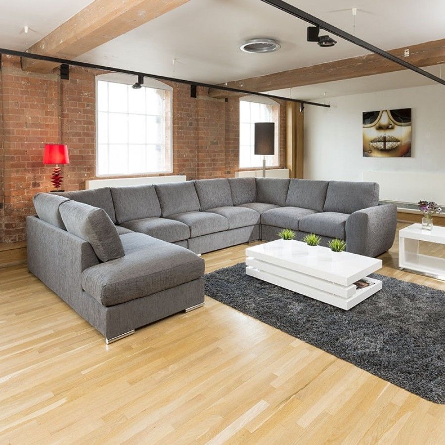 Extra Large Sofa Set Settee Corner Group U / L Shape Grey 4.0 X  (View 8 of 10)