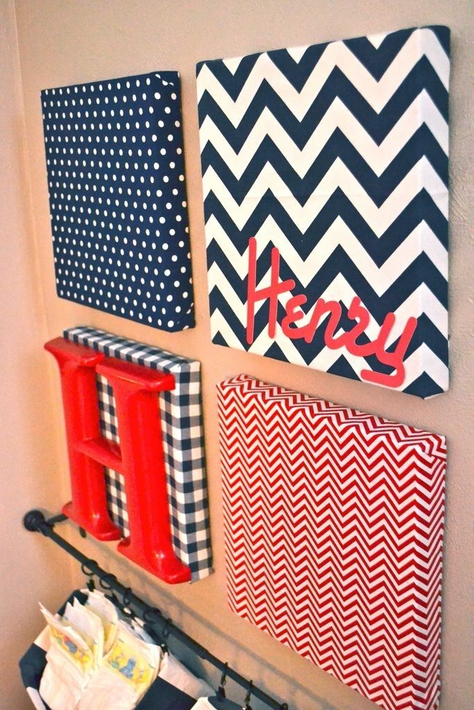 Fabric Covered Canvas Nursery Art And Hanging Diaper Organizers Pertaining To Baby Fabric Wall Art (View 6 of 15)