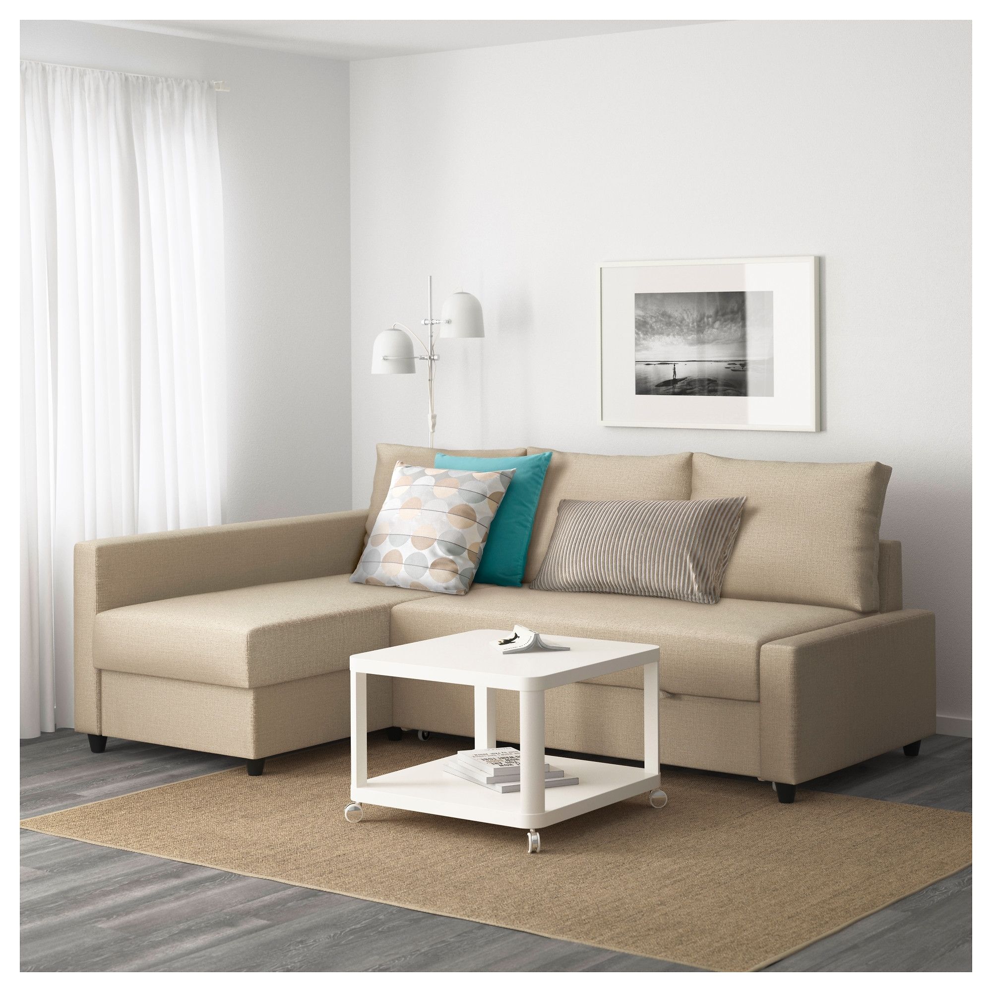Friheten Corner Sofa Bed With Storage Skiftebo Beige – Ikea Within Storage Sofas (View 10 of 10)
