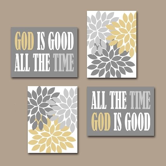 God Is Good All The Time Wall Art Religious Quote Home Flower For Religious Canvas Wall Art (View 1 of 15)