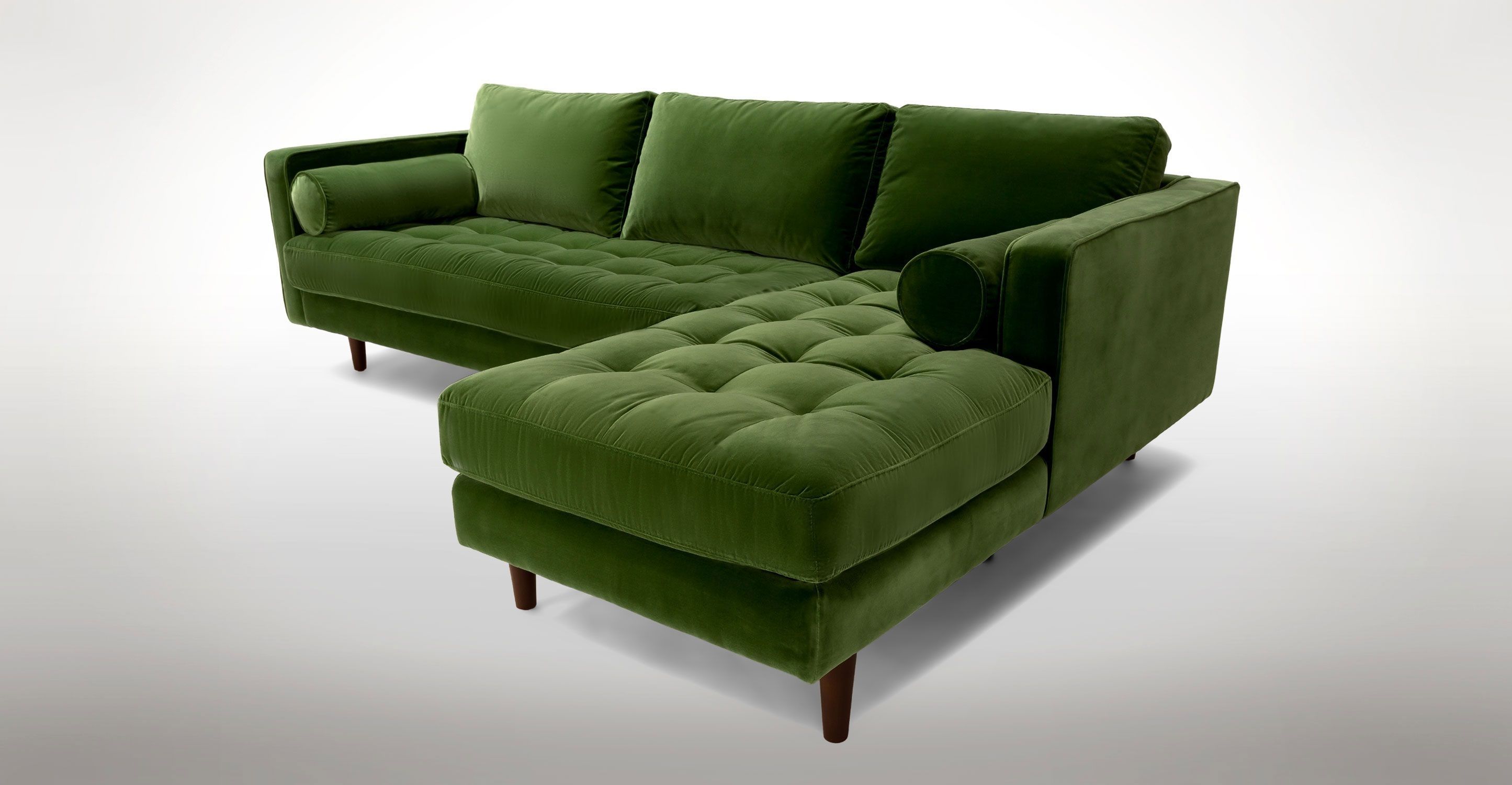 Green Velvet Right Sectional – Tufted | Article Sven Modern For Green Sectional Sofas (Photo 6101 of 7825)