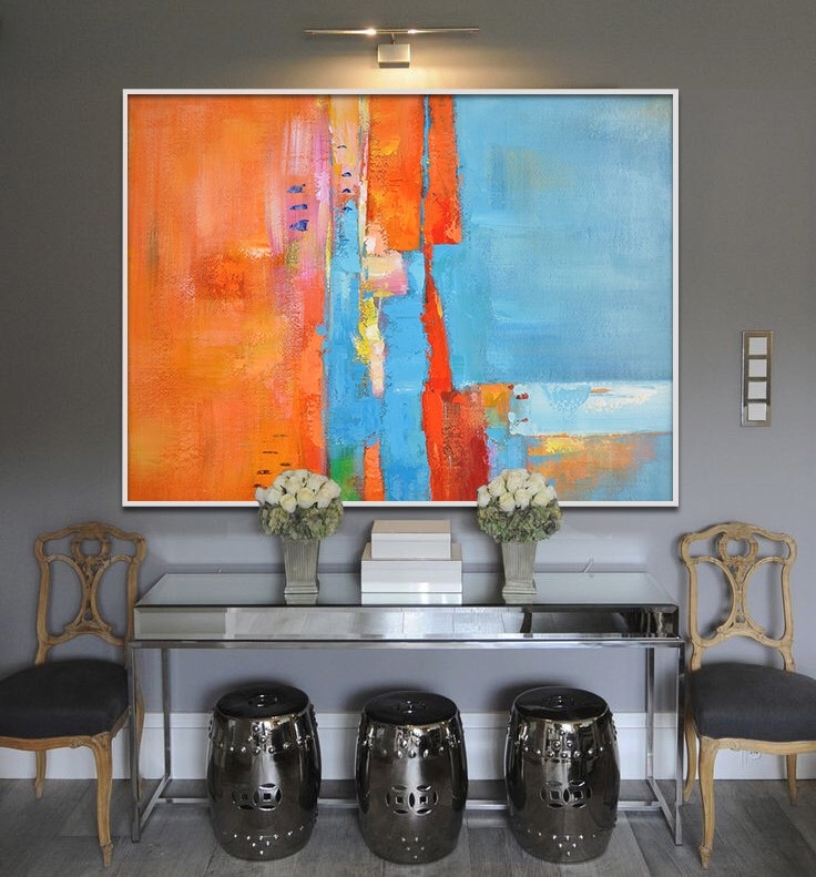 Handmade Large Painting, Original Art, Large Canvas Art Inside Giant Abstract Wall Art (Photo 1 of 15)