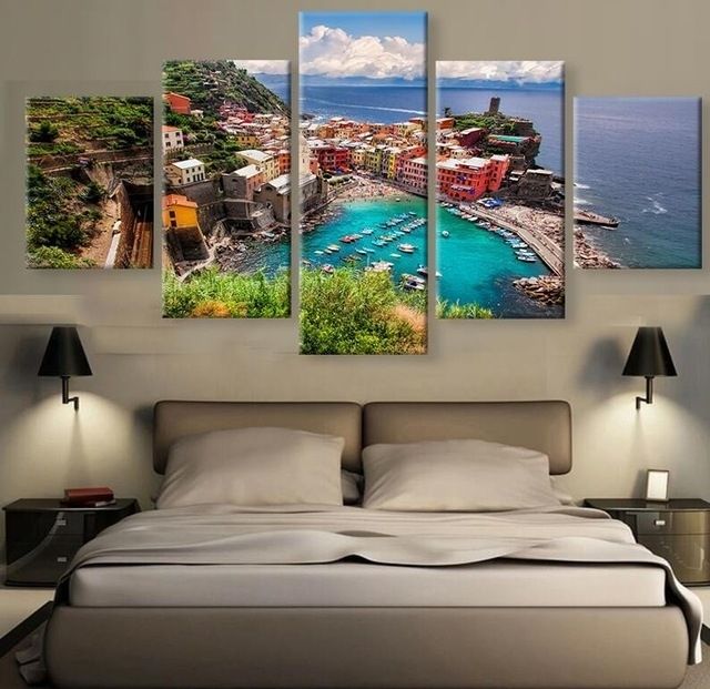 Hd 5 Piece Beautiful Village In Italy Modern For Home Decor Intended For Canvas Wall Art Of Italy (View 4 of 15)