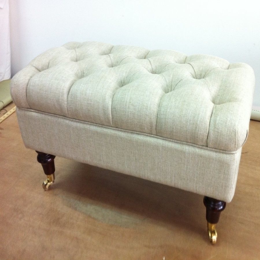 Home Design : Furniture. Rectangle Beige Storage Ottoman With Small Within Ottomans With Wheels (Photo 8 of 10)