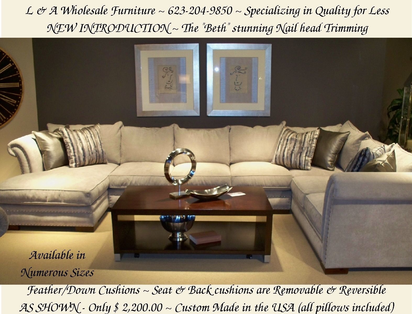 L & A Wholesale Furniture Glendale Arizona Direct Web Link Http Regarding Down Filled Sectional Sofas (Photo 6211 of 7825)