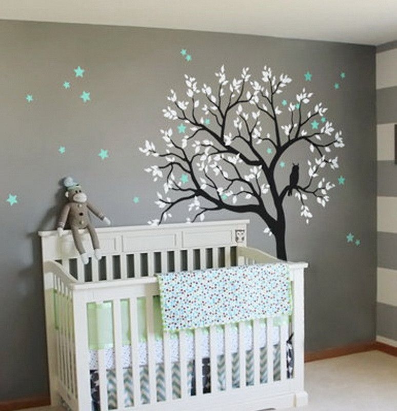 Large Owl Hoot Star Tree Kids Nursery Decor Wall Decals Wall Art For Nursery Wall Accents (Photo 1 of 15)