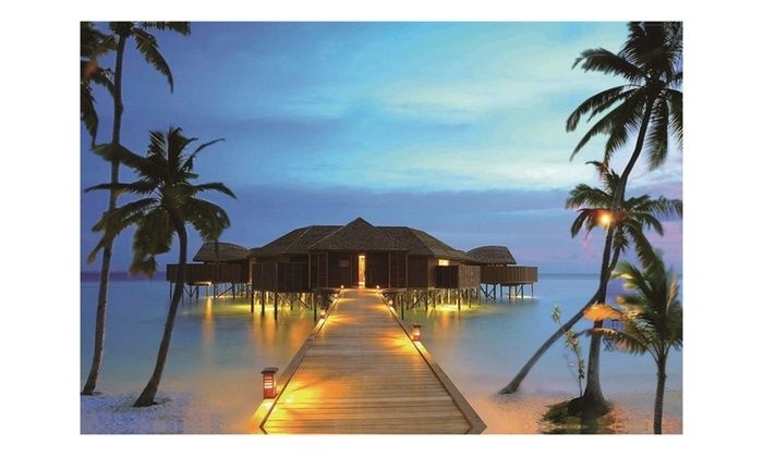 Led Lighted Tropical Paradise Island Beach Scene Canvas Wall Art Intended For Canvas Wall Art Beach Scenes (View 11 of 15)