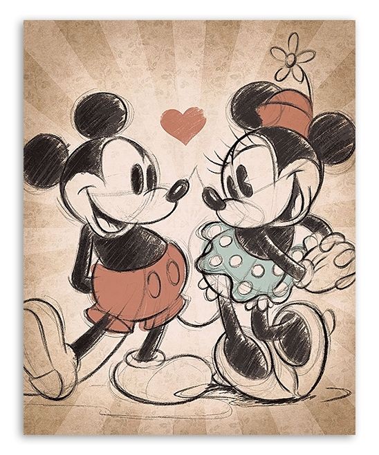 Mickey Mouse & Minnie Mouse Mickey & Minnie Vintage Love Canvas Inside Mickey Mouse Canvas Wall Art (View 13 of 15)