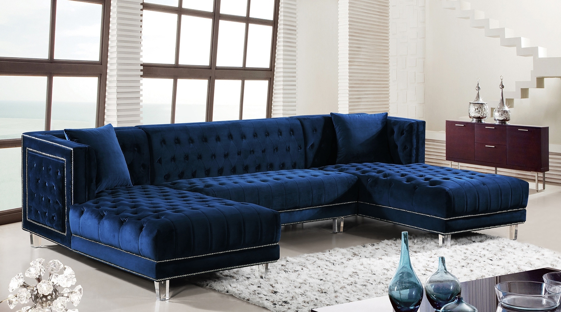 Moda Blue Sectional Sofa 631 Meridian Furniture Sectional Sofas At With Regard To Blue Sectional Sofas (Photo 1 of 10)