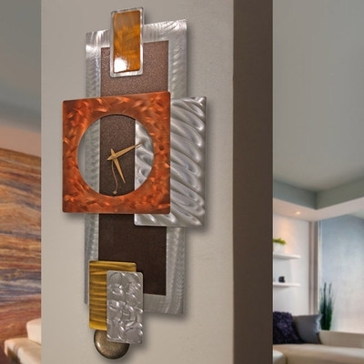 Modern Abstract Clock Metal Wall Art Sculpture Original Jon Allen In Abstract Metal Wall Art With Clock (Photo 1 of 15)