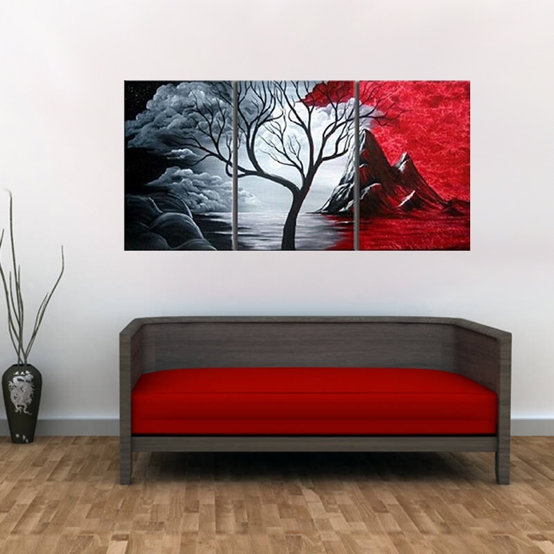 Modern Abstract Painting Wall Decor Landscape Canvas Wall Art 3 Regarding Abstract Canvas Wall Art Iii (Photo 1 of 15)