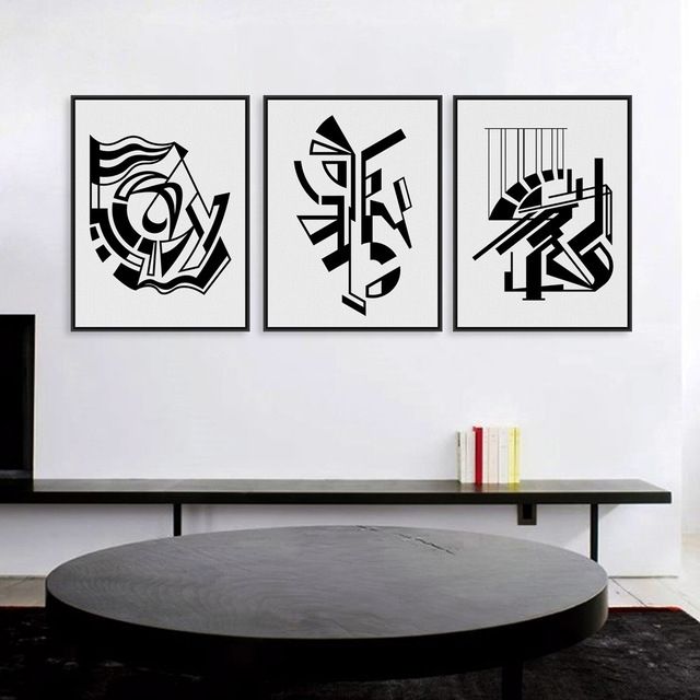 Modern Minimalist Nordic Black White Symbol A4 Large Art Prints Inside Abstract Wall Art Posters (View 1 of 15)