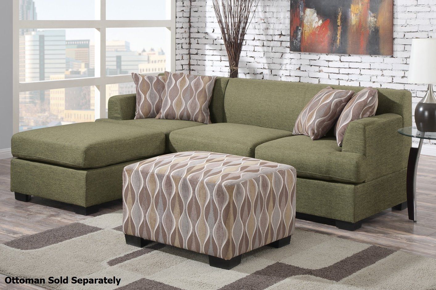 Montreal Ii Green Fabric Sectional Sofa – Steal A Sofa Furniture With Regard To Green Sectional Sofas (Photo 6100 of 7825)