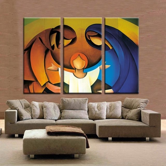 Multi Panel Canvas Wall Art Modern Oil Painting Printed 3 Piece Intended For Jesus Canvas Wall Art (Photo 1 of 15)