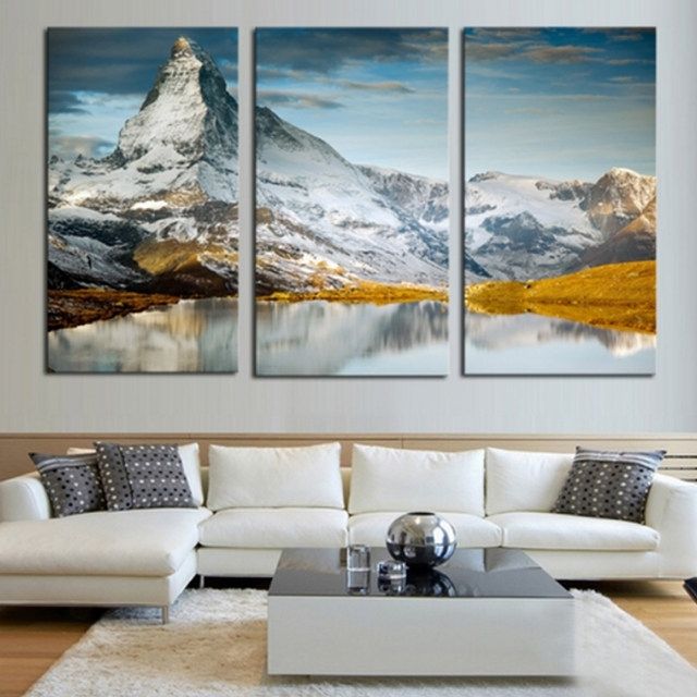 Online Shop Large Canvas Prints Wall Art 3 Pieces Scenery Throughout Mountains Canvas Wall Art (View 15 of 15)
