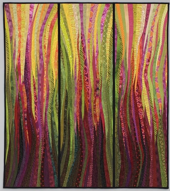 Original Art Quilt. Modern Textile Art. Rhubarb Fire (View 8 of 15)