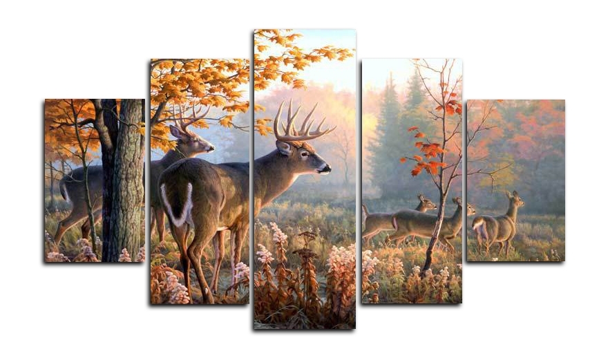 Original Oil Ink Canvas Print Milu Deer Painting On Canvas Wall Regarding Deer Canvas Wall Art (Photo 1 of 15)