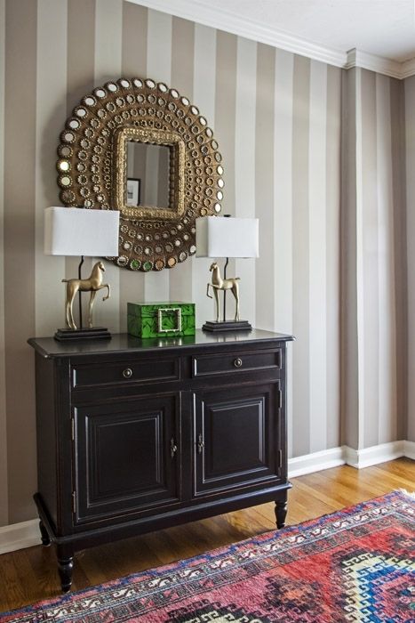 Peacock Mirror, Vertical Striped Wall, Minimal Tchotchkes, Horse In Vertical Stripes Wall Accents (View 5 of 15)