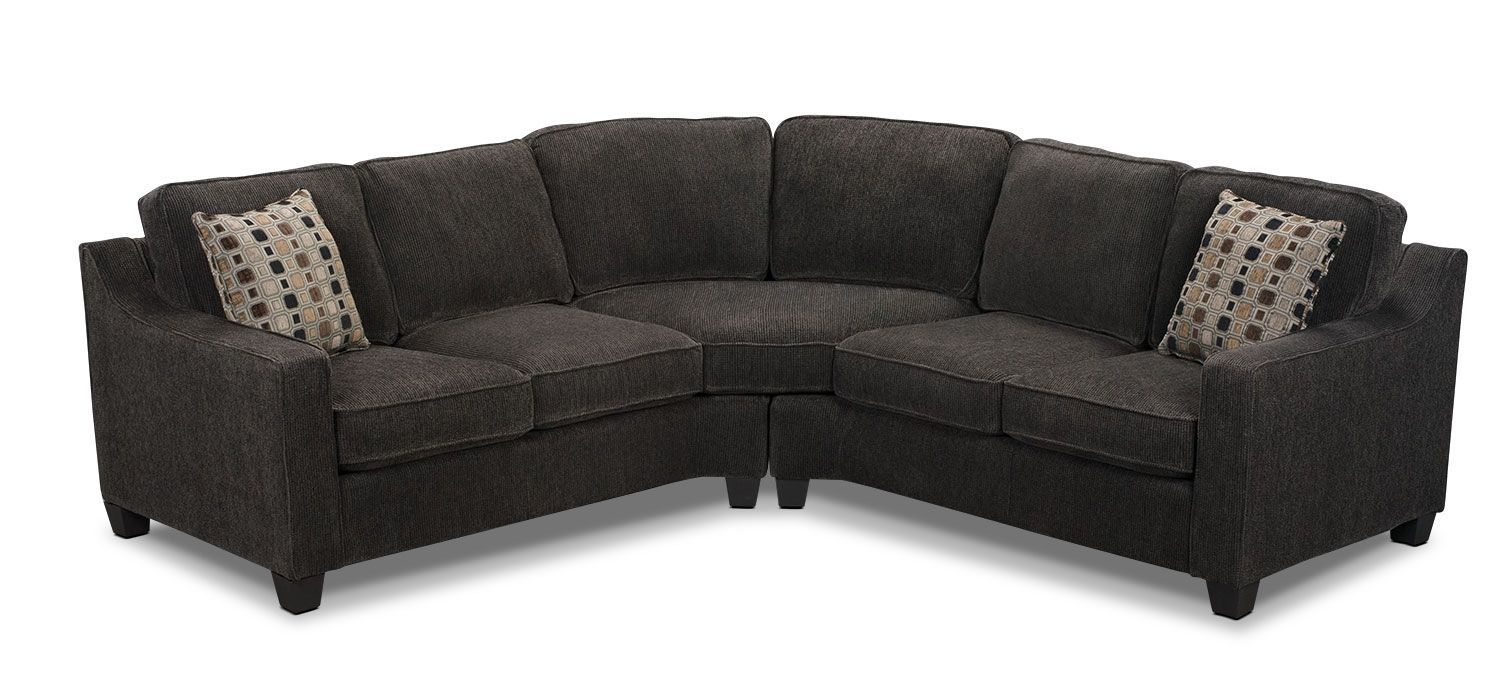 Pierce Chenille 2 Piece Left Facing Sectional – Dark Grey | Living Pertaining To Sectional Sofas At Brick (View 6 of 10)