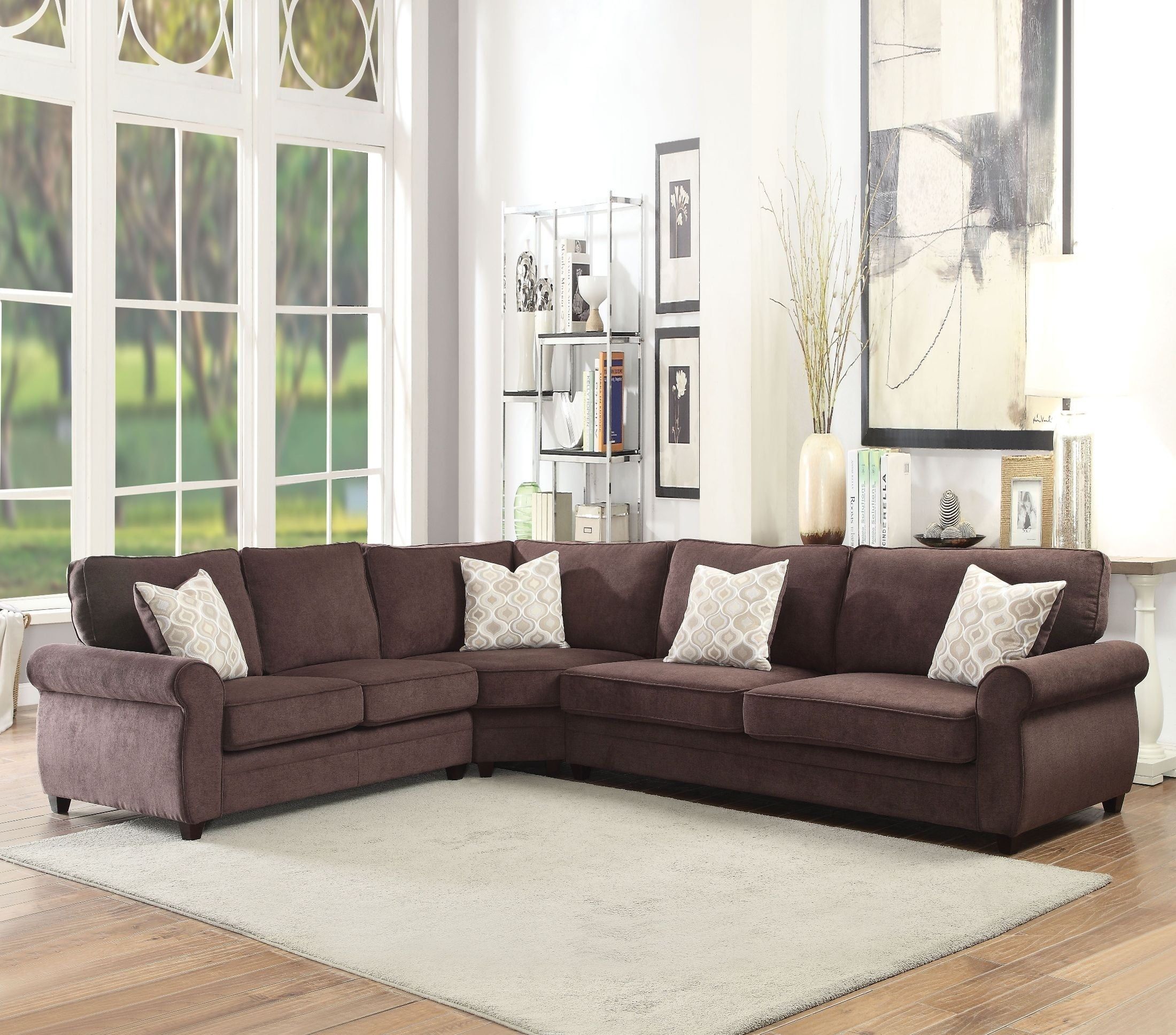 Randolph Chocolate Chenille Sectional Sofa Sleeper From Acme Inside Sectional Sofas At Barrie (Photo 1 of 10)