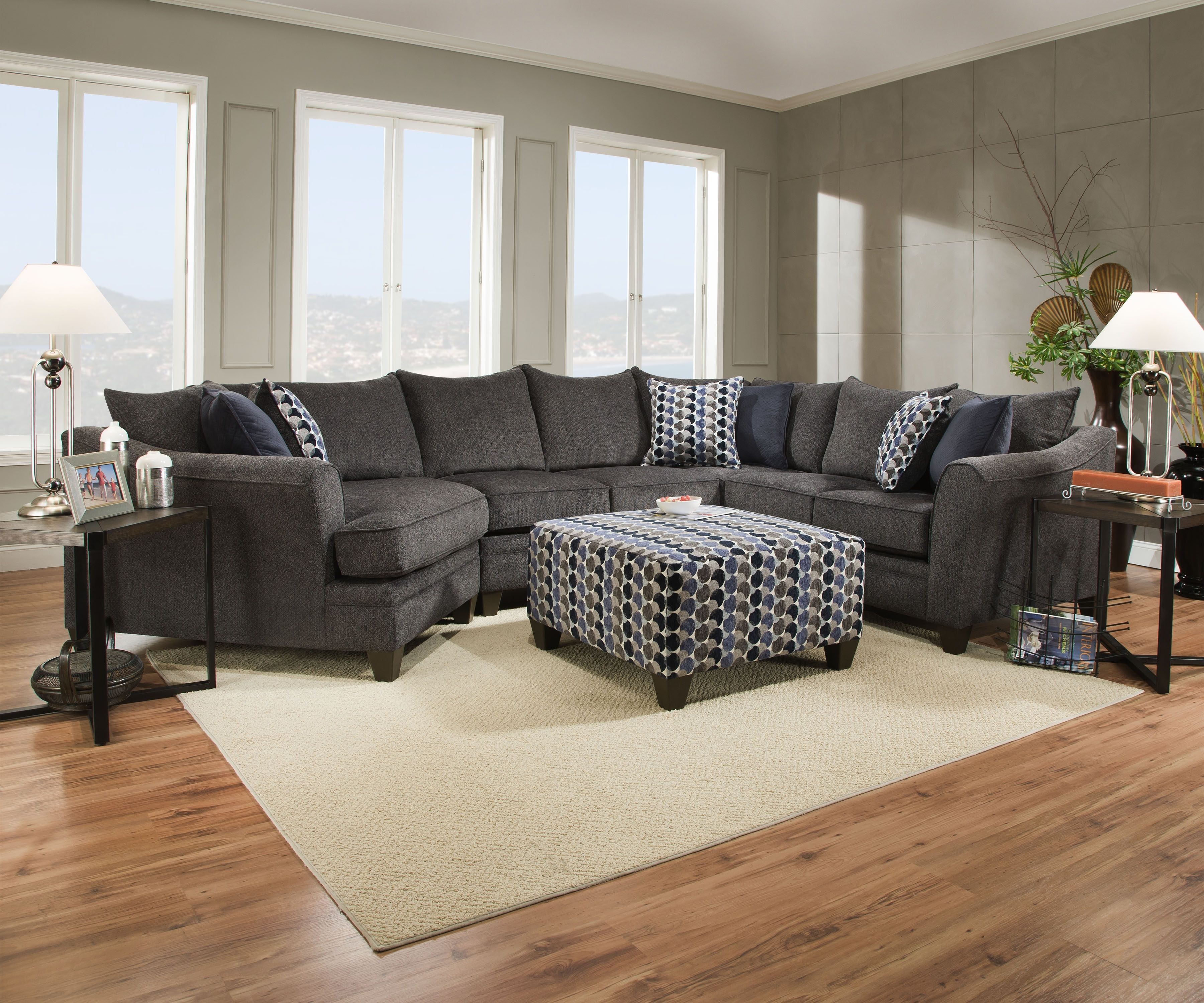 Reagan 3pc Sectional – Albany Pewter | Nader's Furniture Throughout Sectional Sofas At Sears (View 2 of 10)