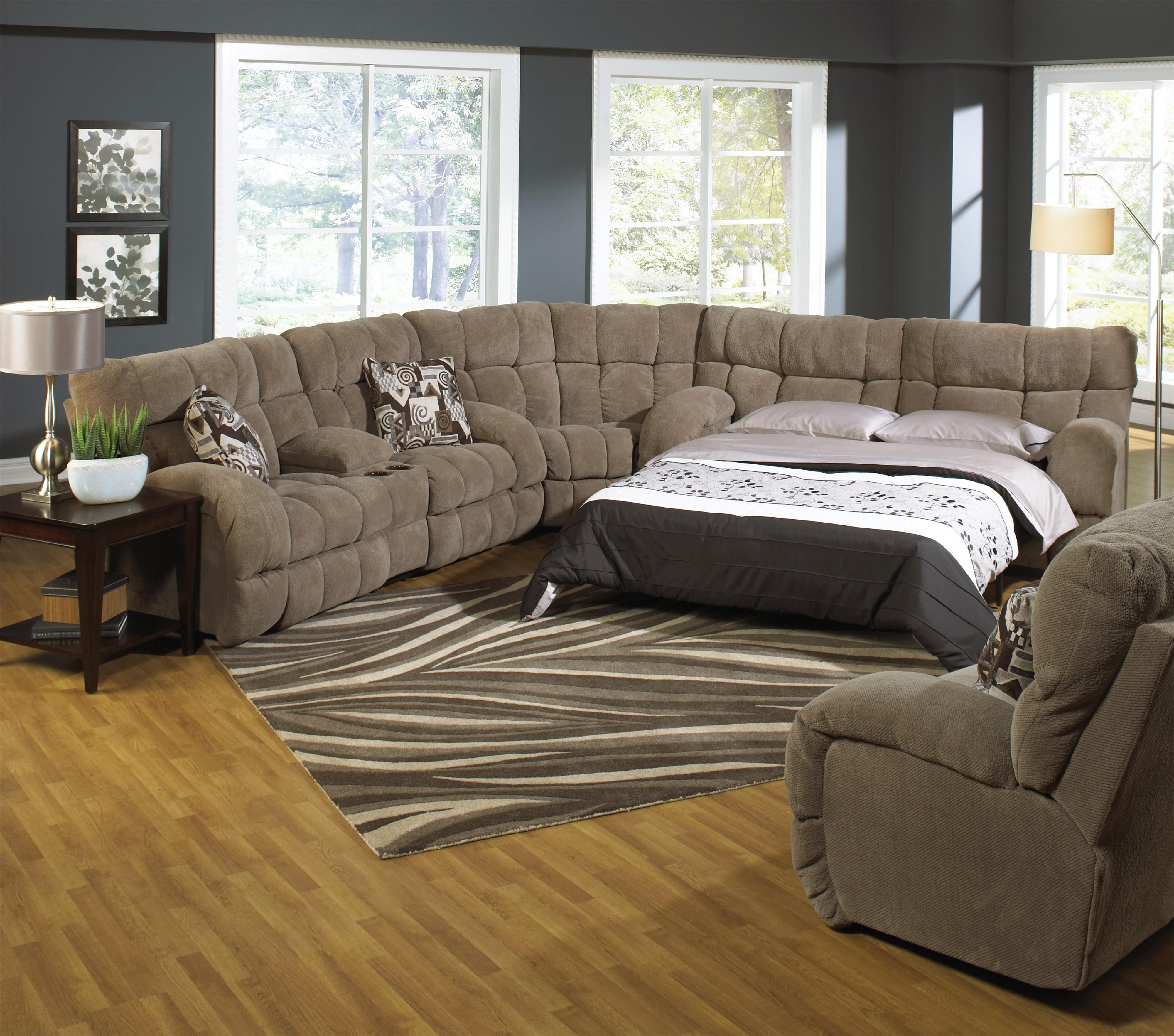 Reclining Sectional Sofa With Sofa Sleepercatnapper | Wolf And Inside Sectional Sofas With Sleeper (Photo 1 of 10)