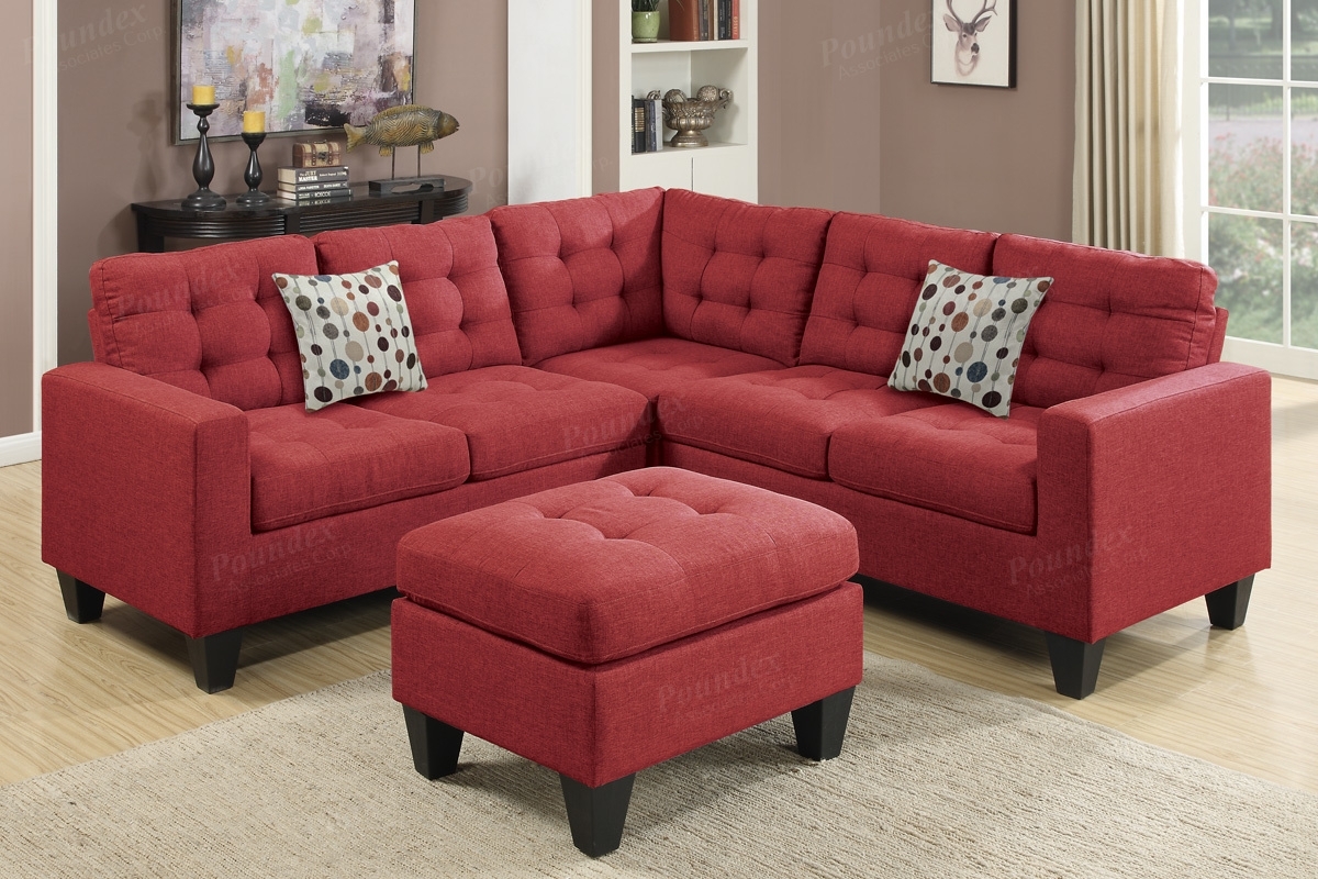 Red Fabric Sectional Sofa And Ottoman – Steal A Sofa Furniture In Red Sectional Sofas With Ottoman (Photo 1 of 10)