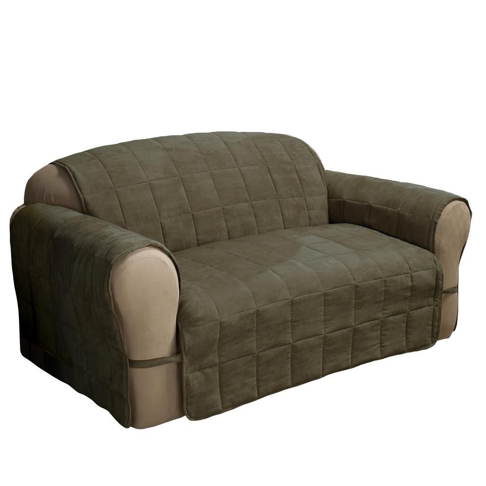 Sage Ultimate Faux Suede Sofa Protector Ultsofasage – The Home Depot Within Faux Suede Sofas (Photo 10 of 10)