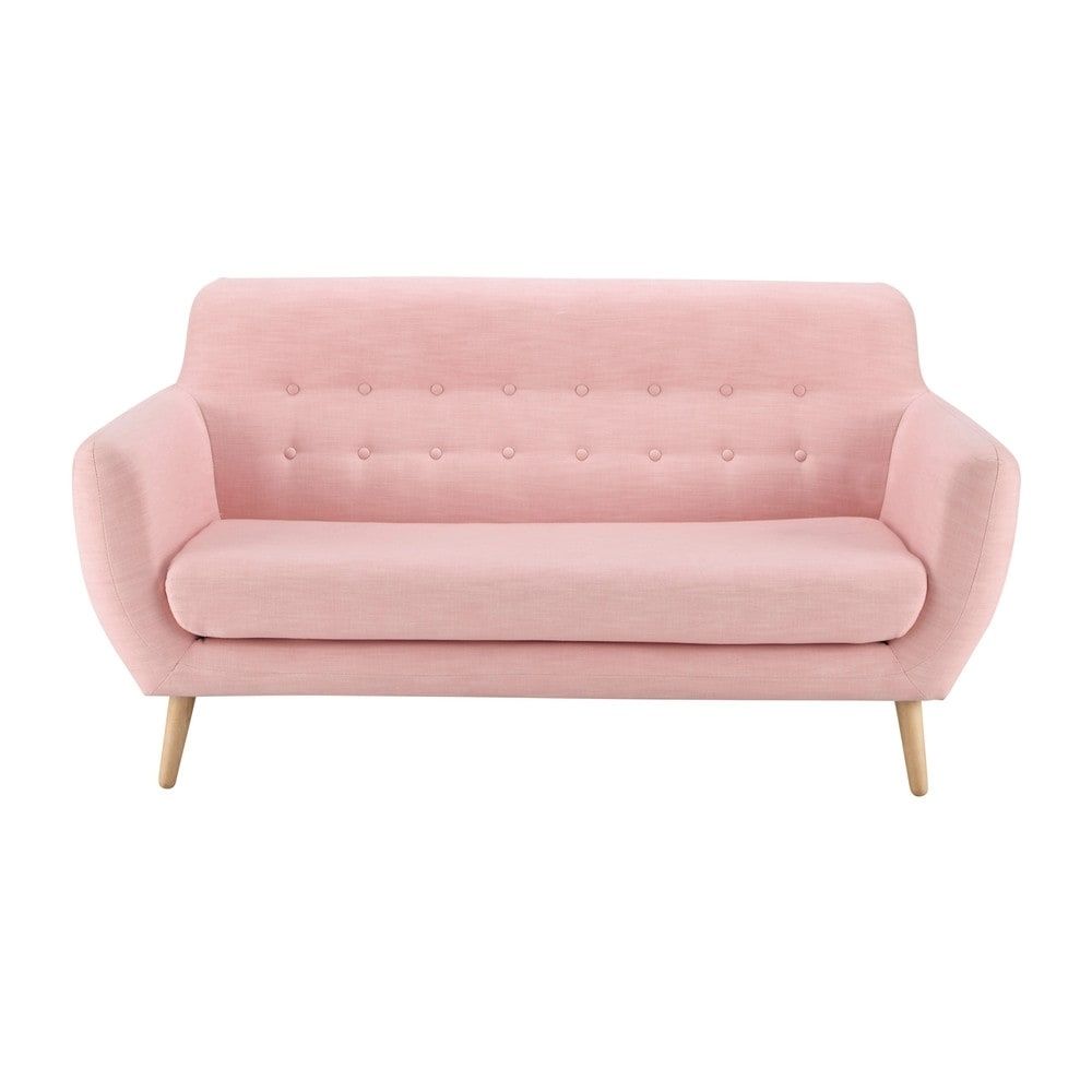 Scandinavian Pink Fabric 2/3 Seater Sofa | Maisons Du Monde Within Vintage Sofas (View 2 of 10)