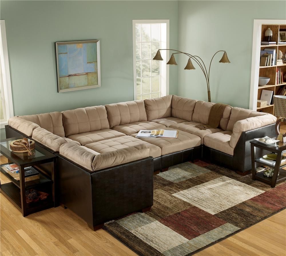 Sectional Sofa Group With Ottomans And Faux Leather Lodi, Stockton With Regard To Sectional Couches With Large Ottoman (Photo 3 of 10)