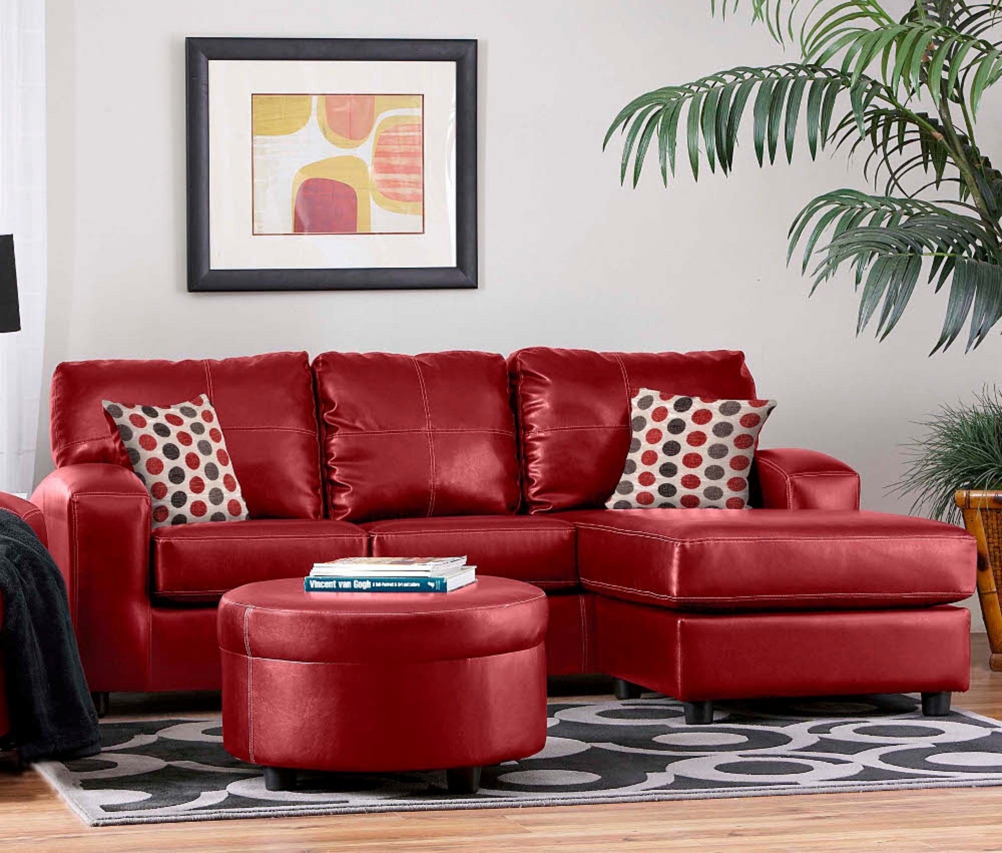 Featured Photo of 2024 Best of Small Red Leather Sectional Sofas