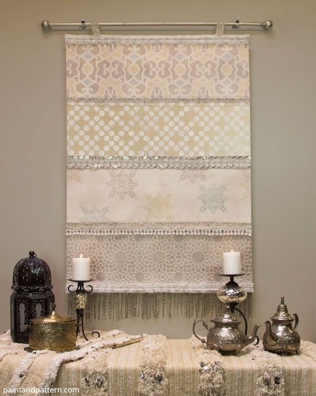 Stencil How To: Diy Moroccan Wedding Blanket For A Winter Wall Pertaining To Moroccan Fabric Wall Art (Photo 5 of 15)