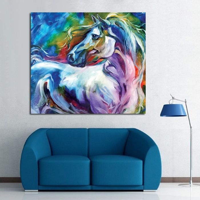 Wall Art 100% Handpainted Modern Abstract Horse Pictures On Canvas Intended For Abstract Horse Wall Art (Photo 1 of 15)