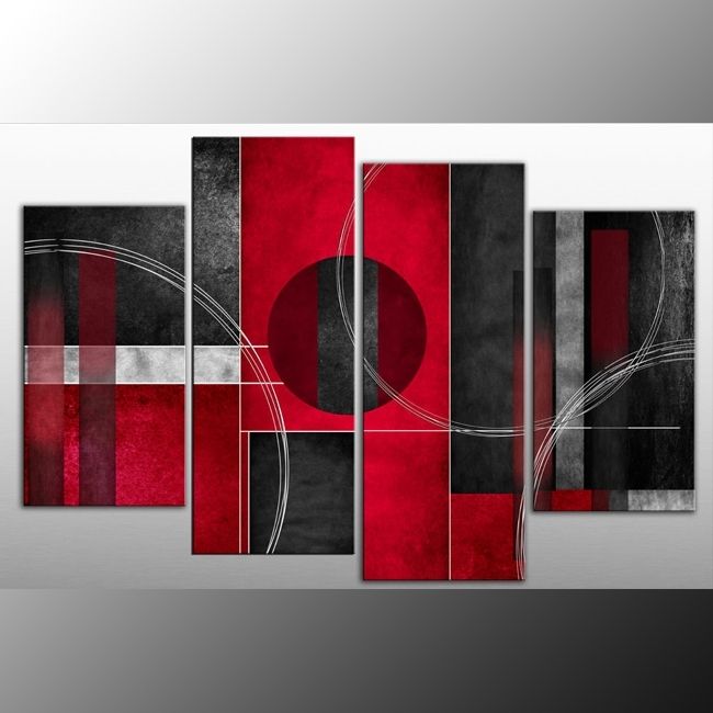 Wall Art Decor: Rosso Nero Canvas Wall Art Red Panel Black Grey For Canvas Wall Art In Red (View 8 of 15)